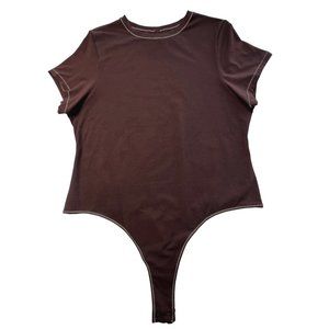 SKIMS Cotton Jersey T-Shirt Bodysuit Chocolate Womens 4X